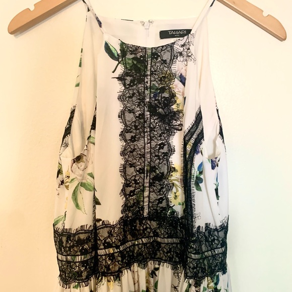 ✨HP✨Tahari Floral Dress with Lace Overlay - Picture 3 of 4